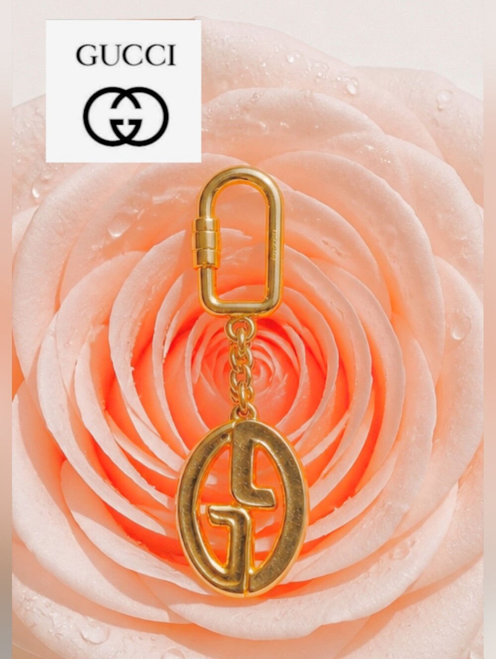 Gucci Gold GG Oval Key Charm Keychain